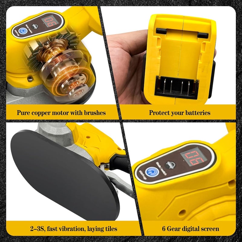 dcvbny Upgraded Cordless Tile Vibrator with Auto-Leveling Suction Cup 200kg Adsorption - Compatible with Dew-alt 20V MAX Batteries(Bare Tool),6 Speeds Adjustable Handheld Vibrating Tile Tool,33000r/min - Image 4